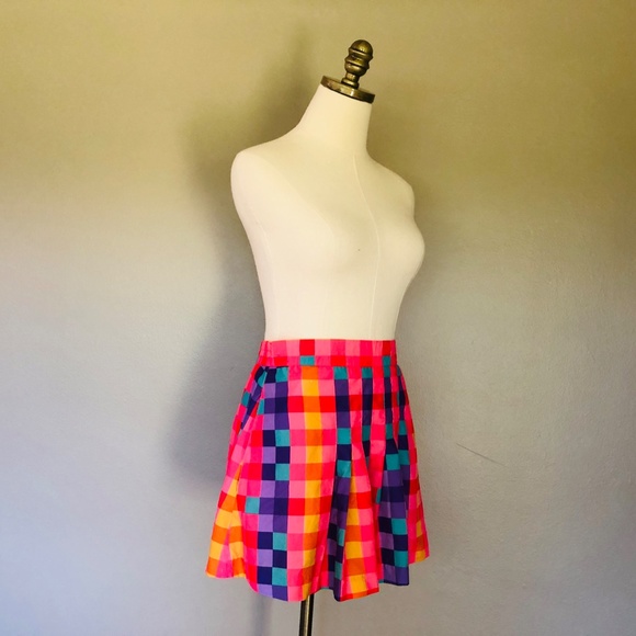 Pleated Short Skirt Size 6 TAIL Checks Side Zipper - Picture 5 of 9